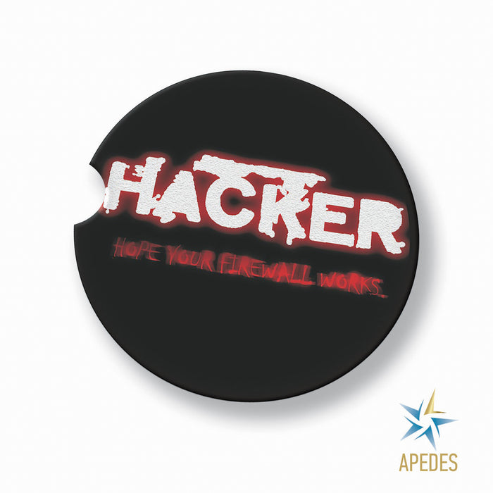 Hacker Firewall Car Cup Holder Coaster (Set of 2)