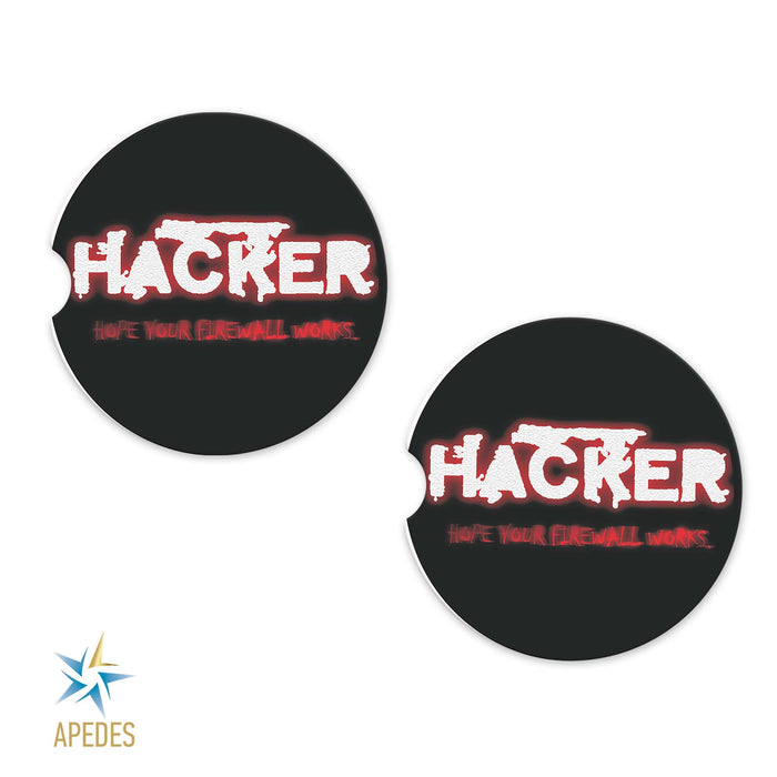 Hacker Firewall Car Cup Holder Coaster (Set of 2)