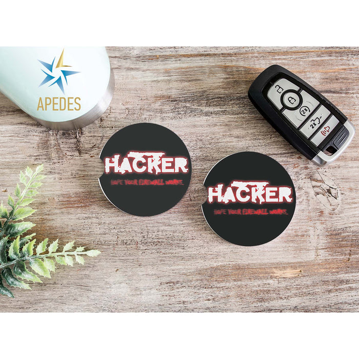 Hacker Firewall Car Cup Holder Coaster (Set of 2)