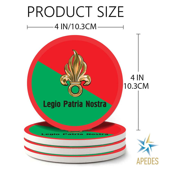 Legio Patria Nostra French Foreign Legion Absorbent Ceramic Coasters for Drinks with Holder (Set of 8)
