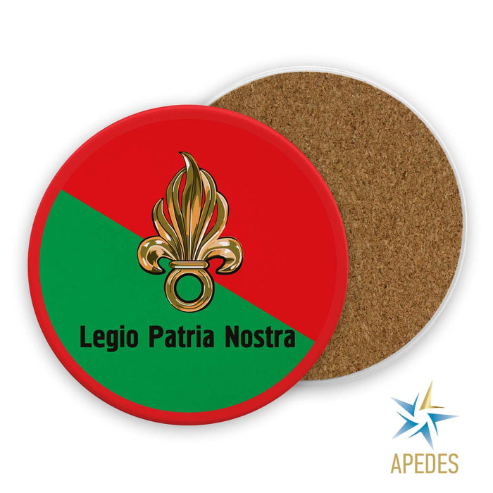 Legio Patria Nostra French Foreign Legion Absorbent Ceramic Coasters for Drinks with Holder (Set of 8)