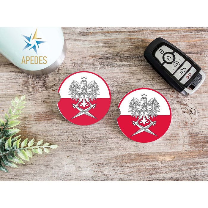 Poland Car Cup Holder Coaster (Set of 2)