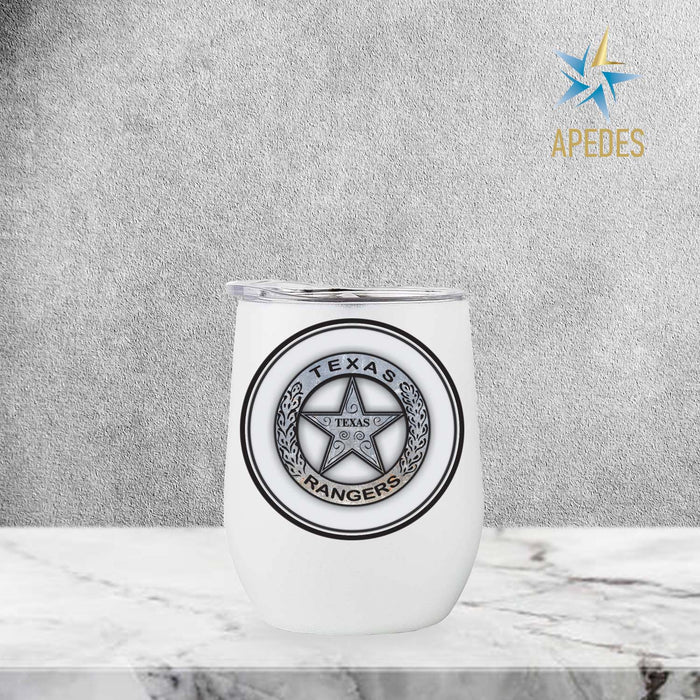 Texas Ranger Badge Stainless Steel Stemless Wine Cup 12 OZ