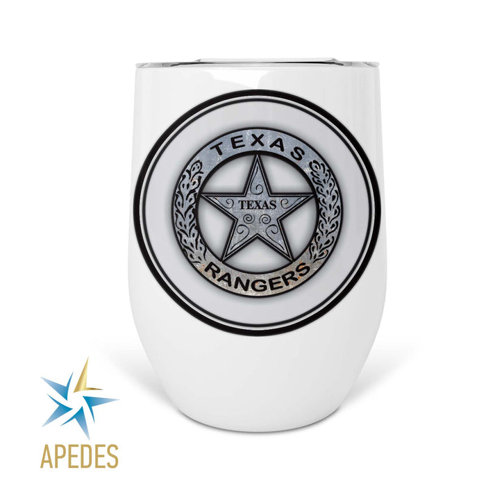 Texas Ranger Badge Stainless Steel Stemless Wine Cup 12 OZ