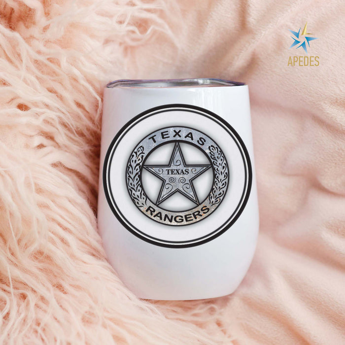 Texas Ranger Badge Stainless Steel Stemless Wine Cup 12 OZ