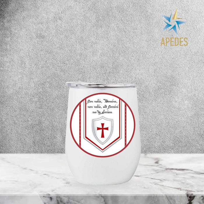 Knights Templar Stainless Steel Stemless Wine Cup 12 OZ