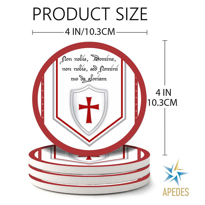 Knights Templar Absorbent Ceramic Coasters for Drinks with Holder (Set of 8)