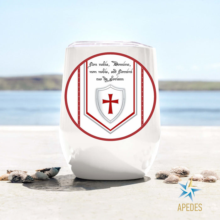 Knights Templar Stainless Steel Stemless Wine Cup 12 OZ