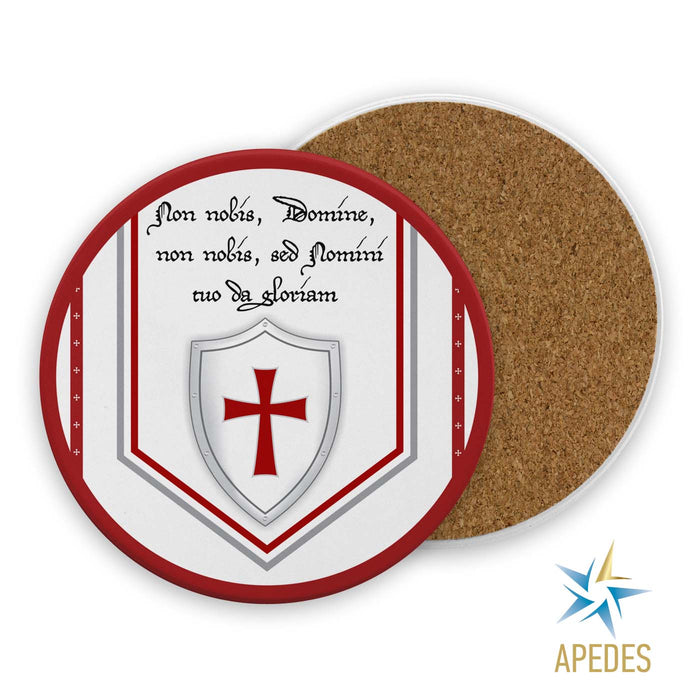 Knights Templar Absorbent Ceramic Coasters for Drinks with Holder (Set of 8)