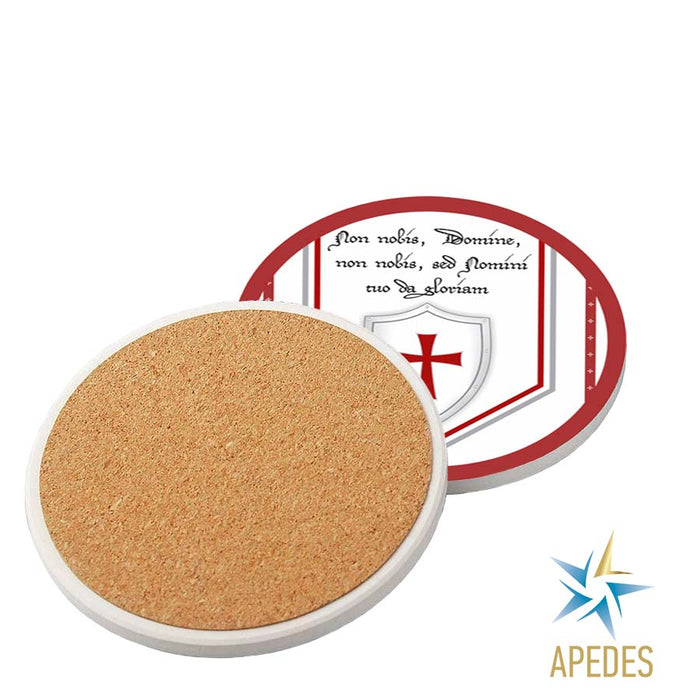 Knights Templar Absorbent Ceramic Coasters for Drinks with Holder (Set of 8)