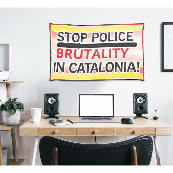 Stop Police Brutality in Catalonia Flag Banner