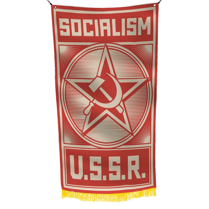 Soviet Socializm Propaganda USSR Flag Banner