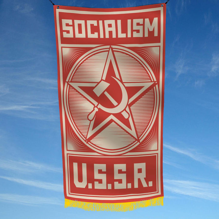 Soviet Socializm Propaganda USSR Flag Banner