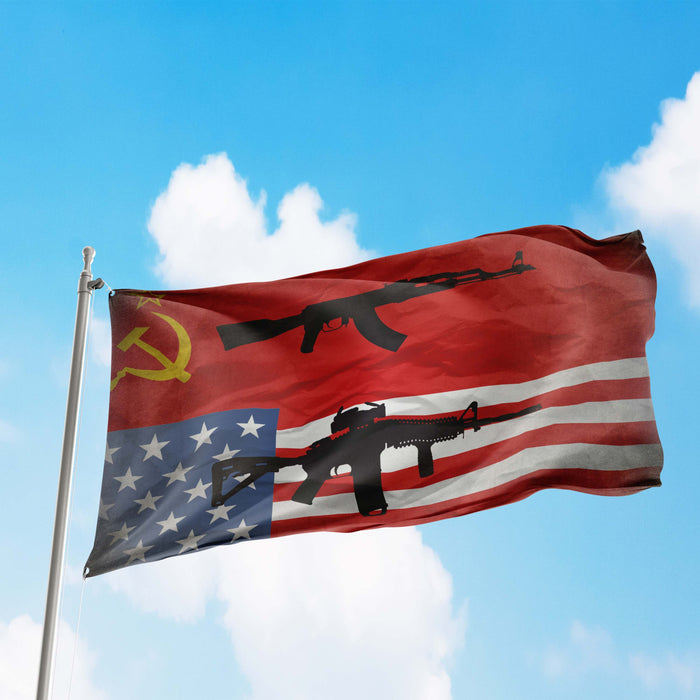 The Cold War Between USA and USSR Flag Banner