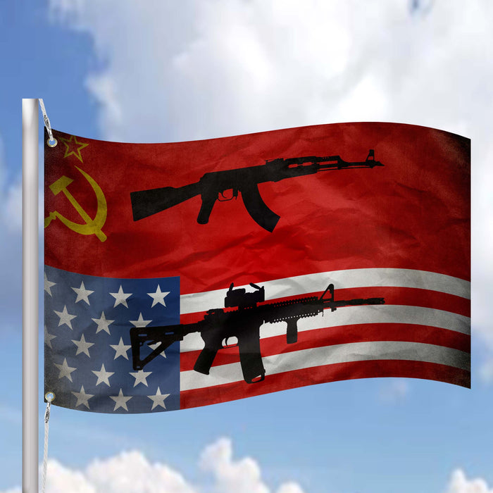 The Cold War Between USA and USSR Flag Banner