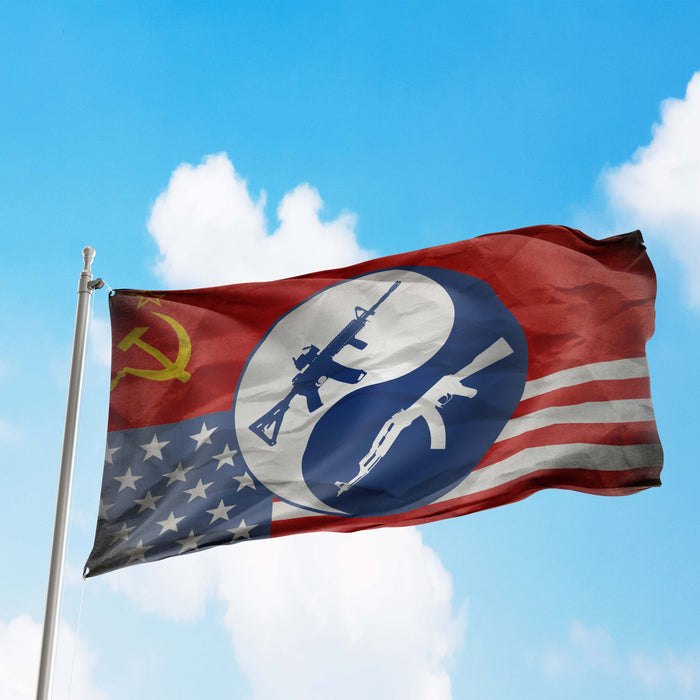 The Cold War Between USA and USSR Flag Banner