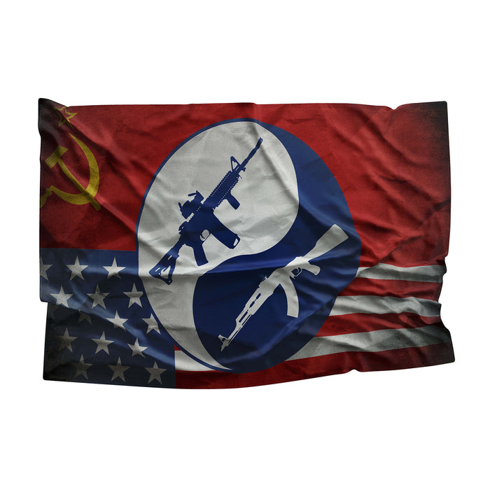 The Cold War Between USA and USSR Flag Banner