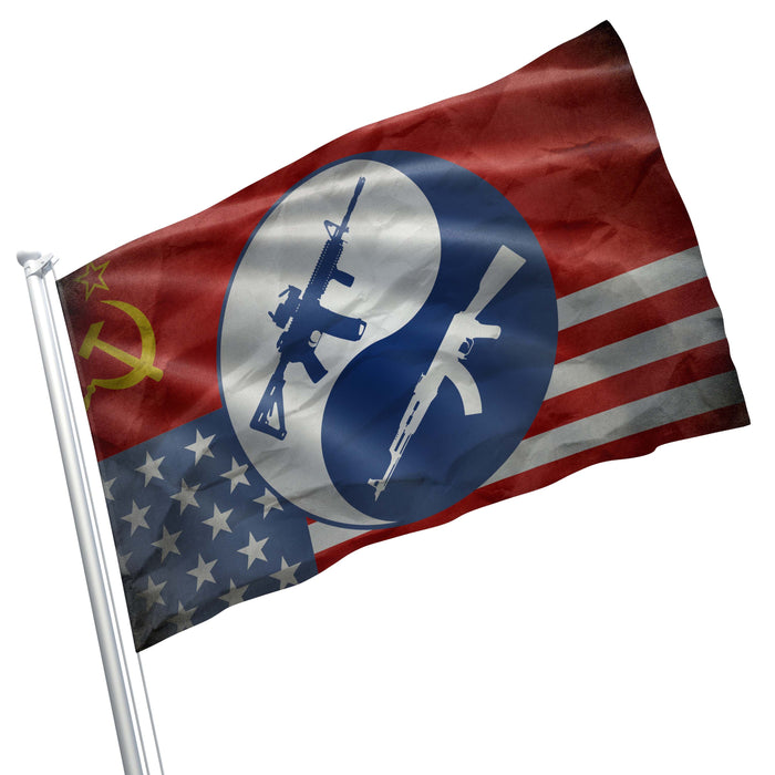 The Cold War Between USA and USSR Flag Banner