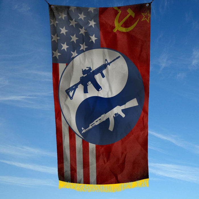 The Cold War Between USA and USSR Flag Banner