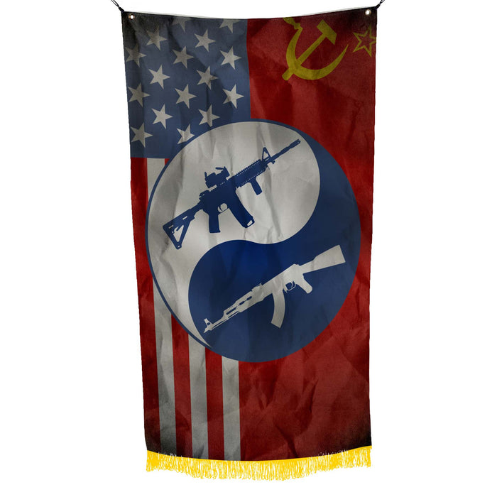 The Cold War Between USA and USSR Flag Banner