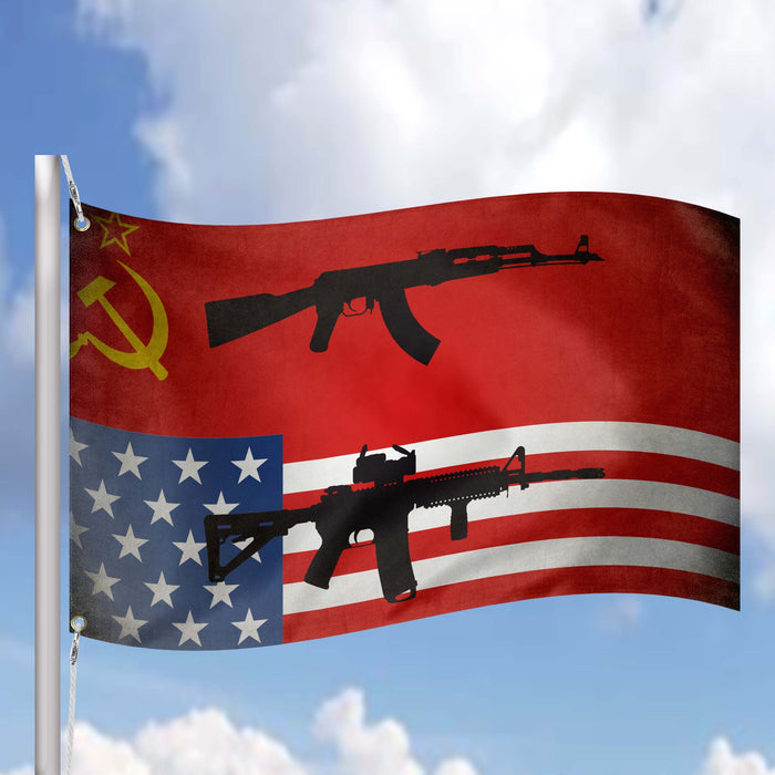 The Cold War Between USA and USSR Flag Banner