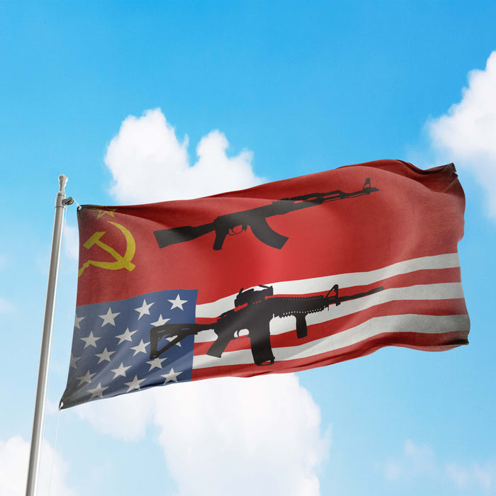 The Cold War Between USA and USSR Flag Banner