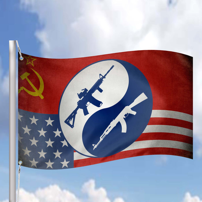 The Cold War Between USA and USSR Flag Banner