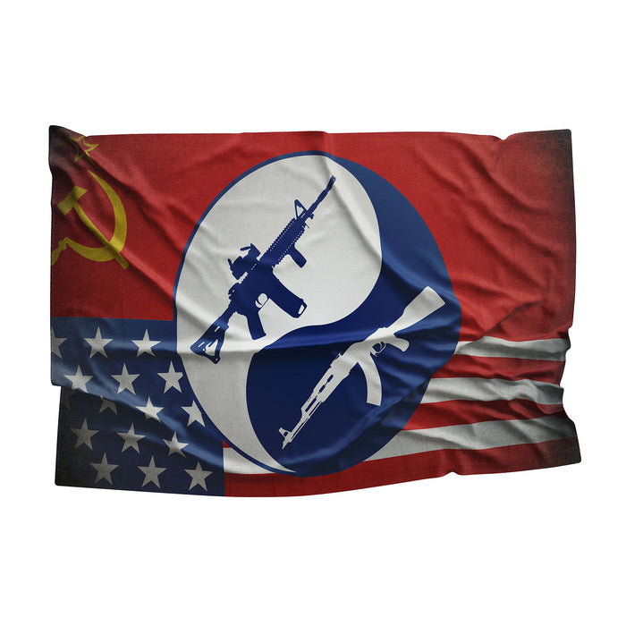 The Cold War Between USA and USSR Flag Banner