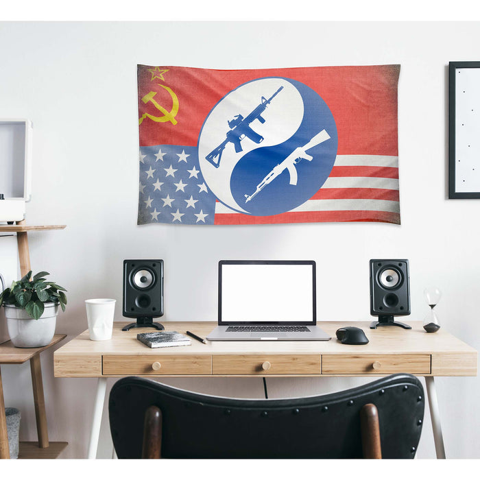 The Cold War Between USA and USSR Flag Banner