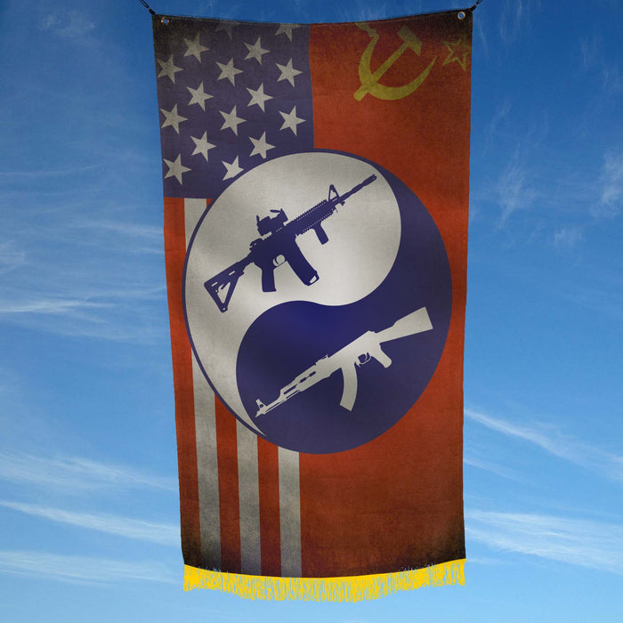 The Cold War Between USA and USSR Flag Banner