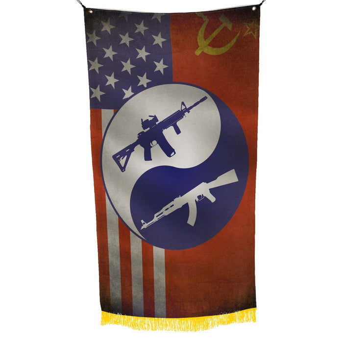 The Cold War Between USA and USSR Flag Banner