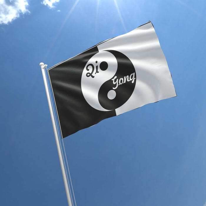 Qigong Yin Yang Black & White Meditation Confucianism Daosism Buddhism Flag Banner