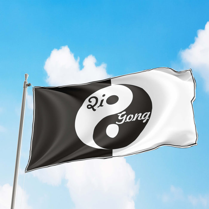 Qigong Yin Yang Black & White Meditation Confucianism Daosism Buddhism Flag Banner