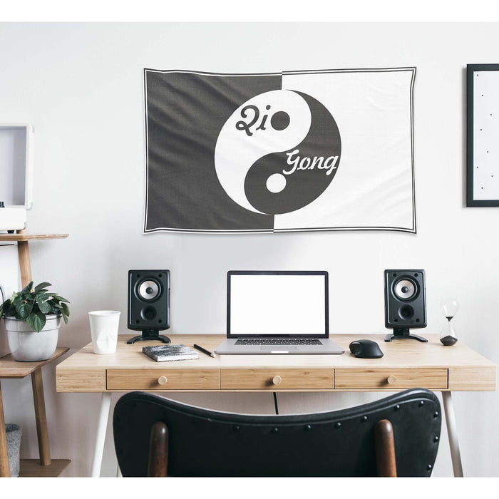 Qigong Yin Yang Black & White Meditation Confucianism Daosism Buddhism Flag Banner