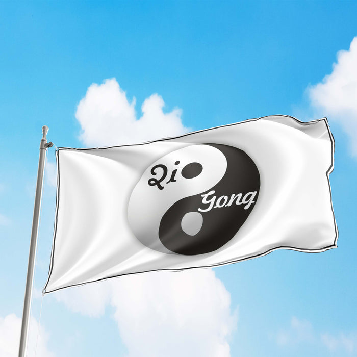 Qigong Yin Yang Black & White Meditation Confucianism Daosism Buddhism Flag Banner