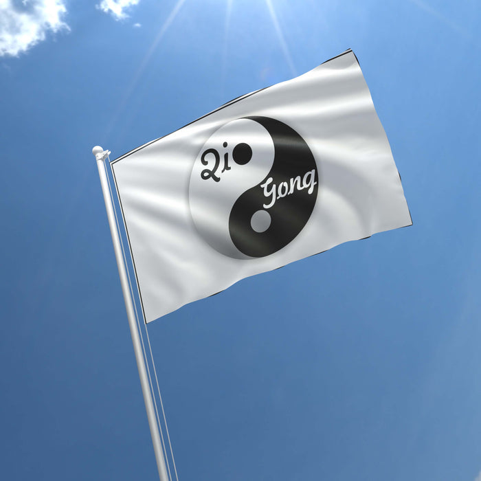 Qigong Yin Yang Black & White Meditation Confucianism Daosism Buddhism Flag Banner