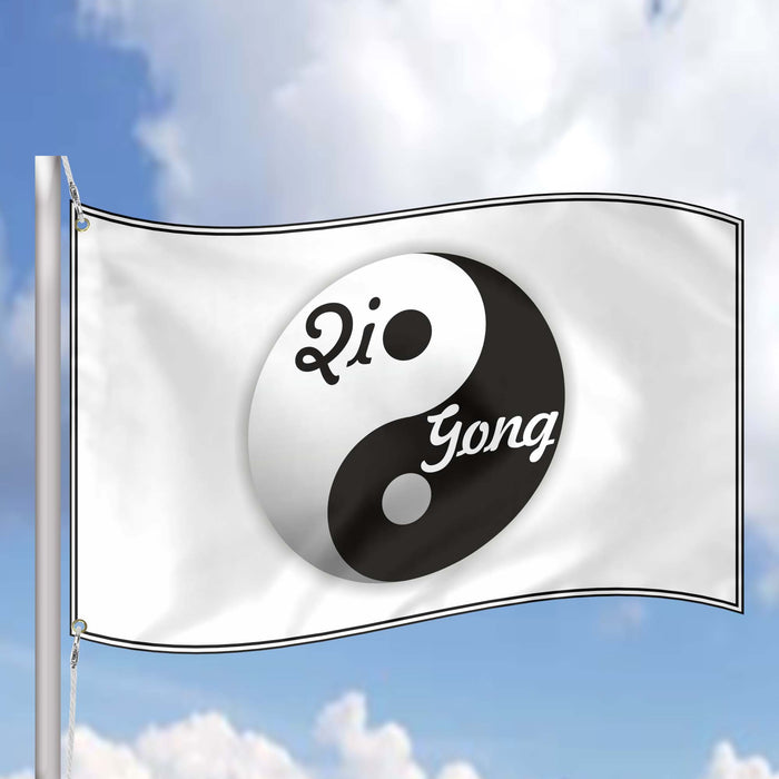 Qigong Yin Yang Black & White Meditation Confucianism Daosism Buddhism Flag Banner