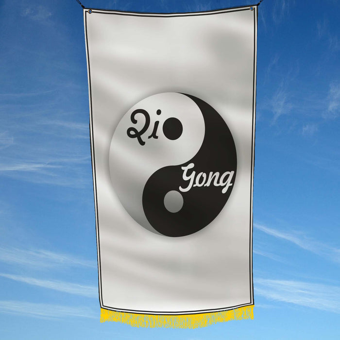 Qigong Yin Yang Black & White Meditation Confucianism Daosism Buddhism Flag Banner