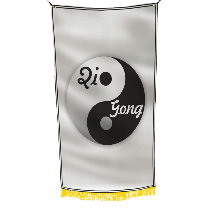 Qigong Yin Yang Black & White Meditation Confucianism Daosism Buddhism Flag Banner