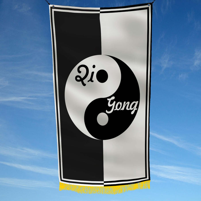 Qigong Yin Yang Black & White Meditation Confucianism Daosism Buddhism Flag Banner