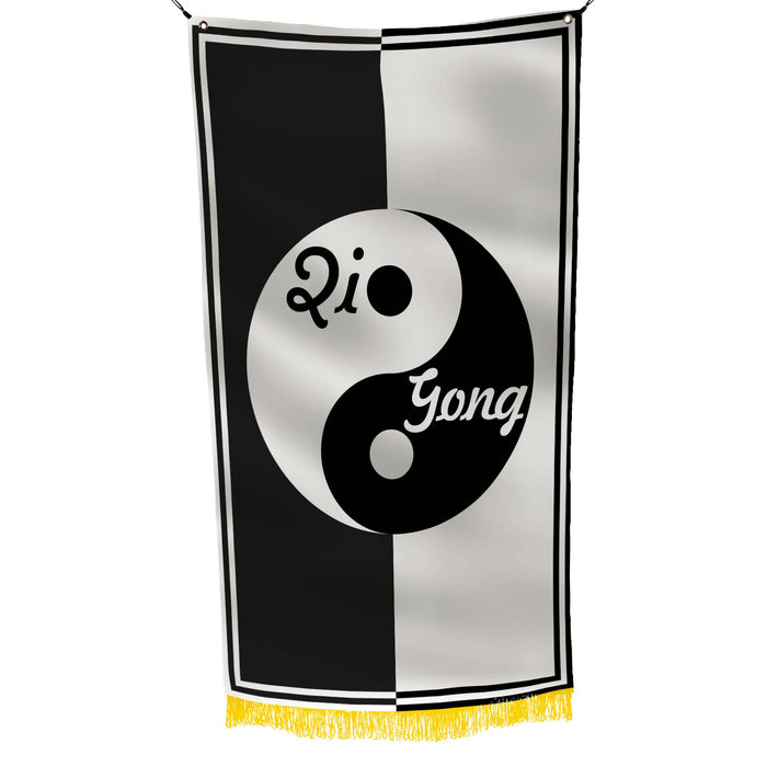 Qigong Yin Yang Black & White Meditation Confucianism Daosism Buddhism Flag Banner