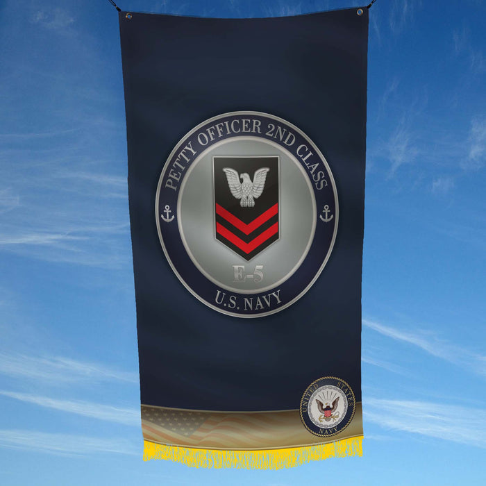 US Navy E-5 Petty Officer Second Class Flag Banner