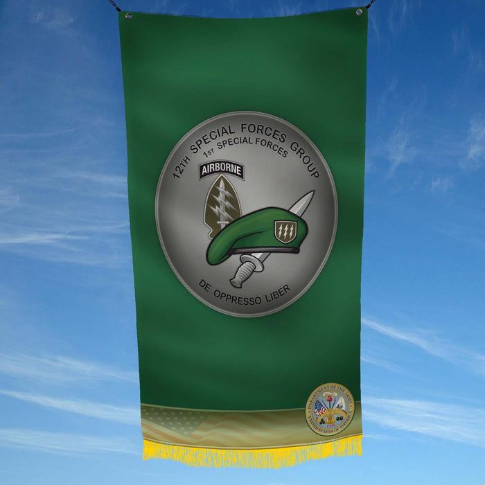 Green Berets ODA 1st Special Forces 12th Special Forces Group US Army Flag Banner