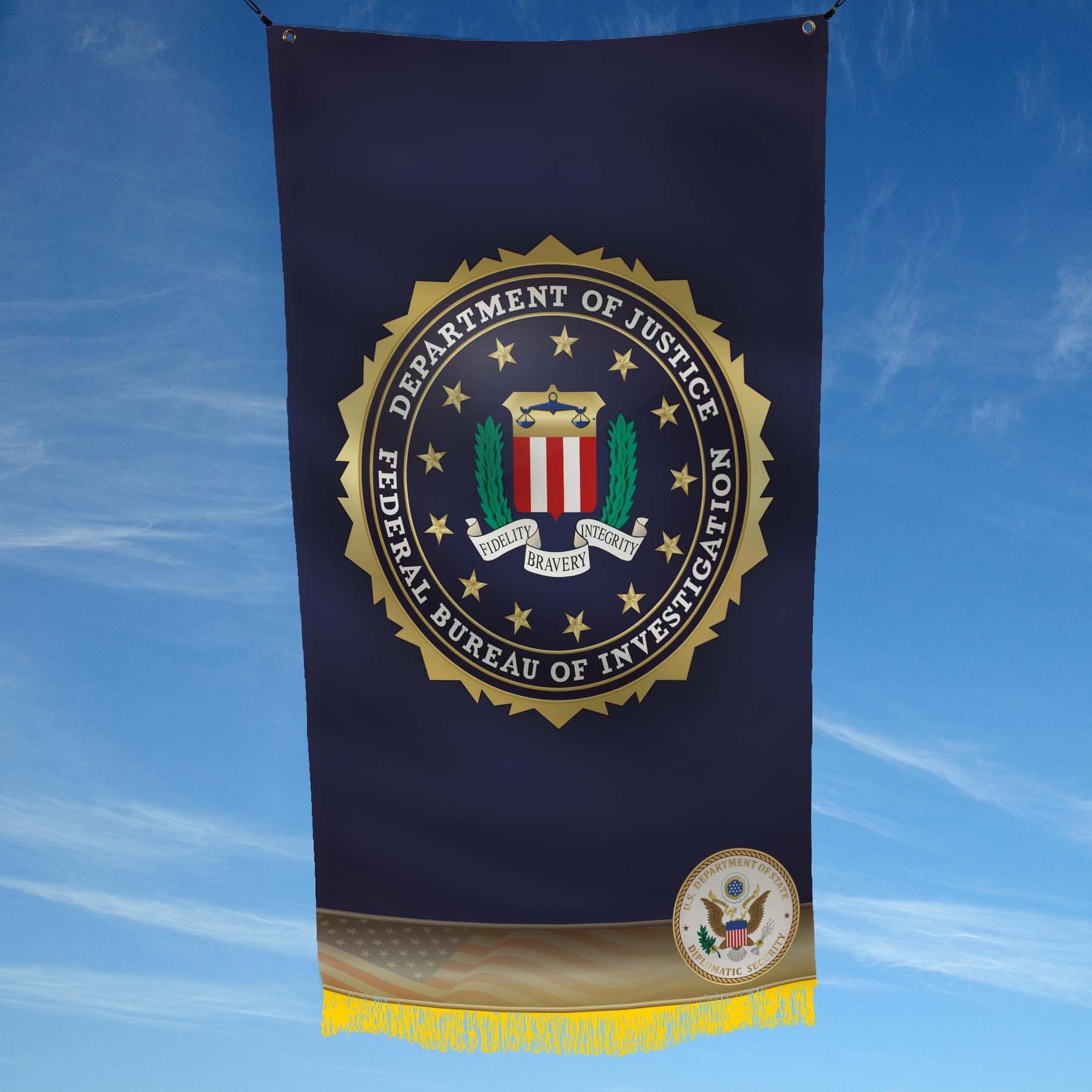 Fbi Mini Flag DOJ FBI Federal Bureau of Investigation Undercover Program Flag Banner ...