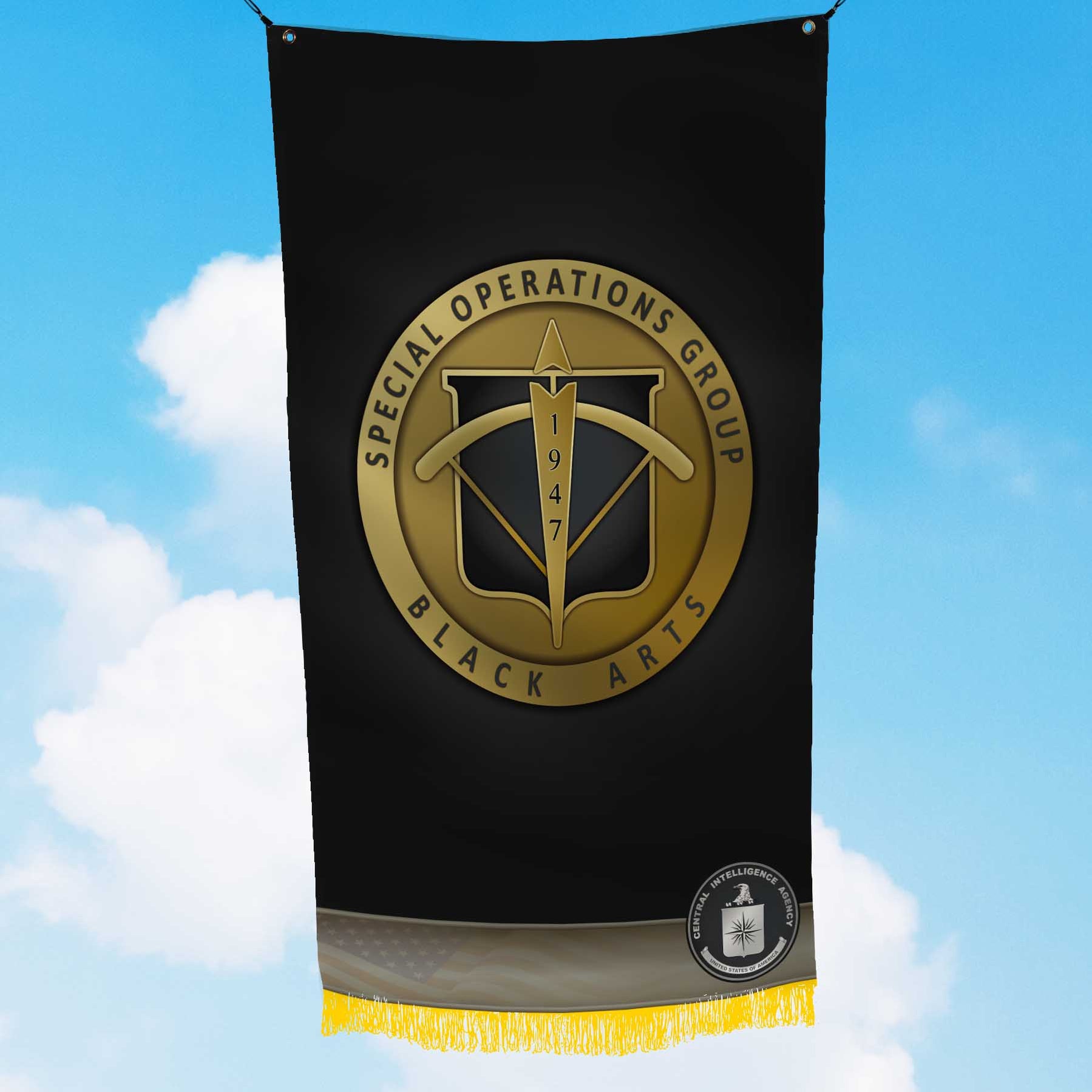 CIA NCS DO SAD SOG Special Operations Group Black Arts 1947 Lapel Flag