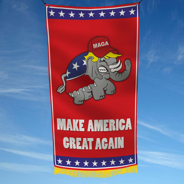 Support Republicants Elephant USA Make America Great Again MAGA Donald Trump Flag Banner