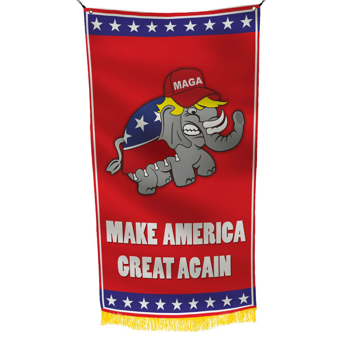 Support Republicants Elephant USA Make America Great Again MAGA Donald Trump Flag Banner
