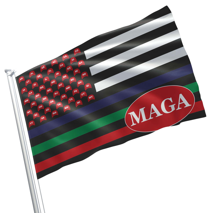 MAGA USA Trump Republican Party Thin Blue / Red / Green Line Flag