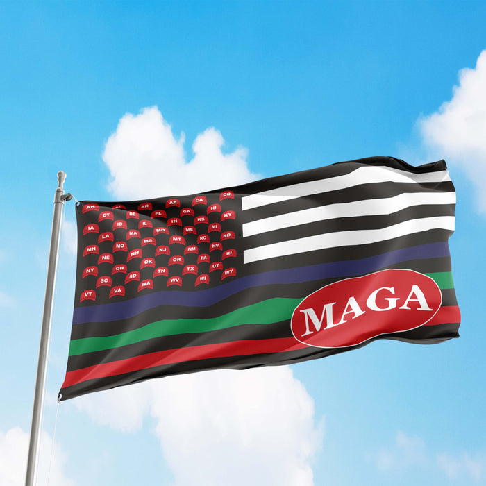 MAGA USA Trump Republican Party Thin Blue / Red / Green Line Flag