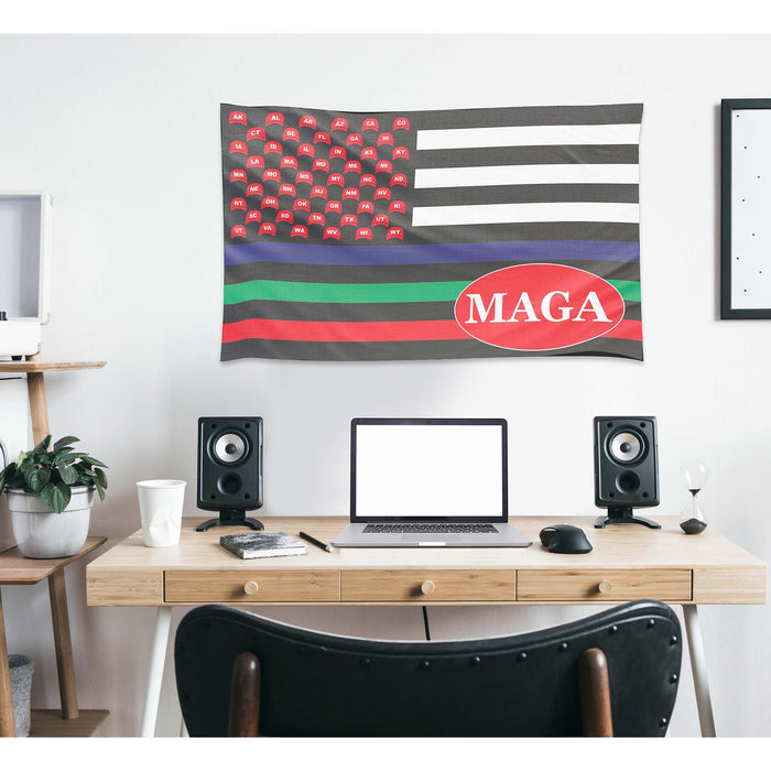 MAGA USA Trump Republican Party Thin Blue / Red / Green Line Flag